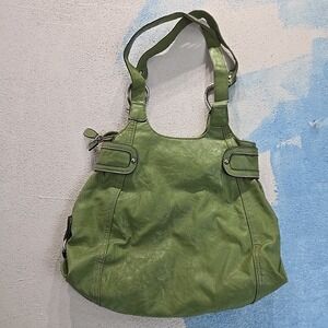 Rosetti Est 1994 Womens Green Hobo Shoulder Tote Bag Top Zip Doubl Handle Silver